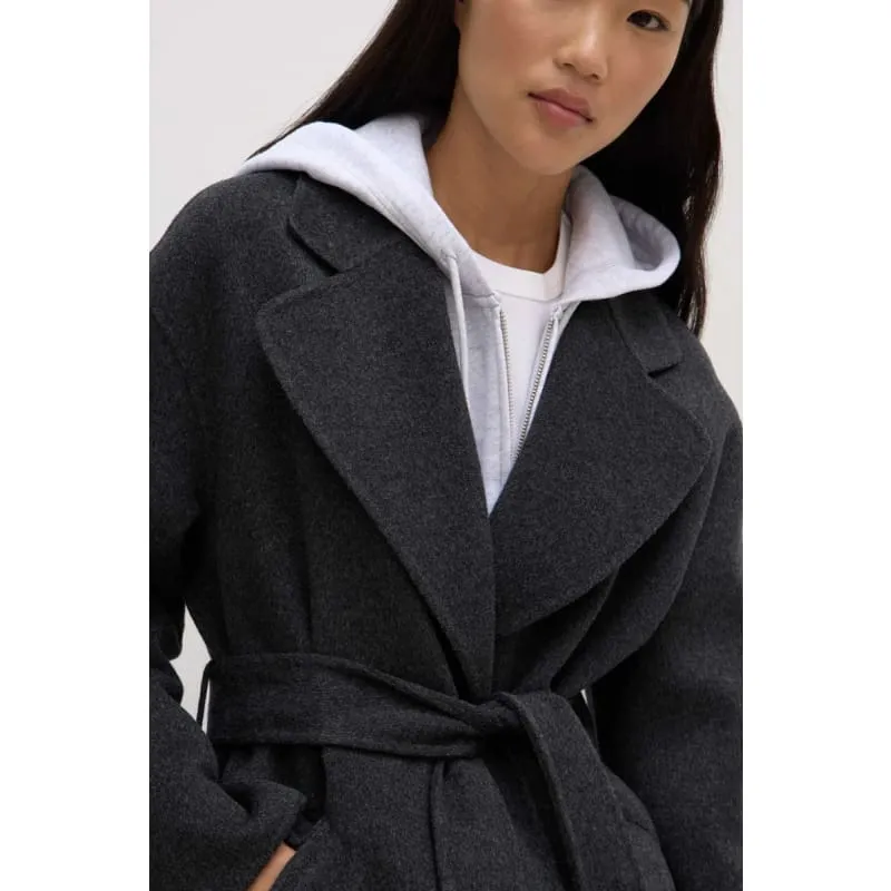 Sadie Single Breasted Wool Coat | Charcoal Marle
