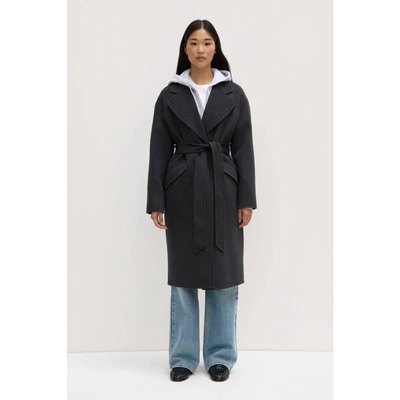 Sadie Single Breasted Wool Coat | Charcoal Marle