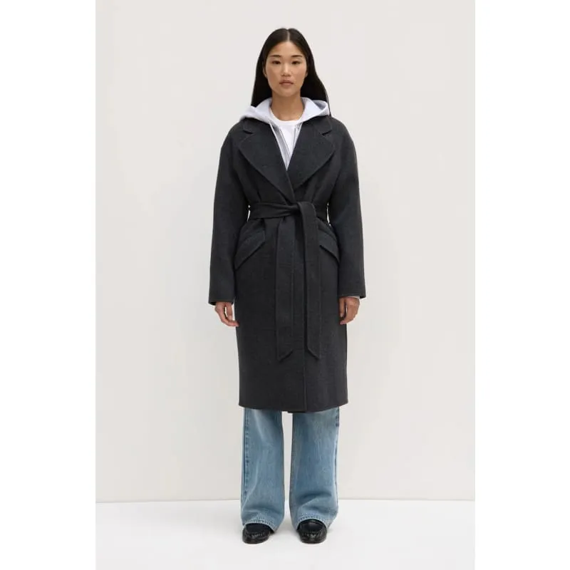 Sadie Single Breasted Wool Coat | Charcoal Marle