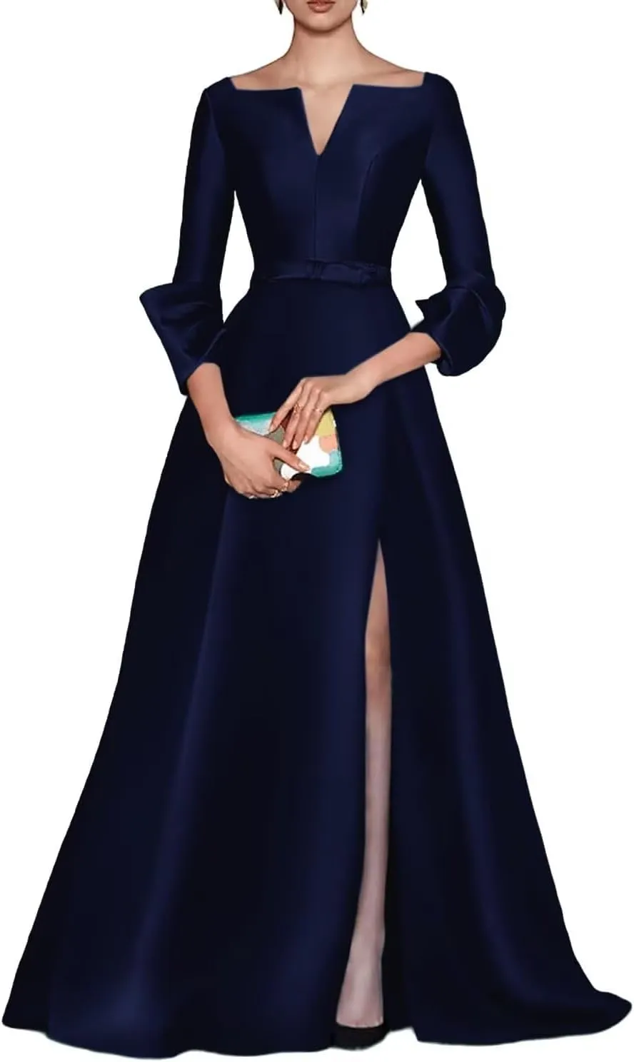 Satin Mother of The Bride Dresses for Wedding Long Wedding Guest Dress for Women with Slit
