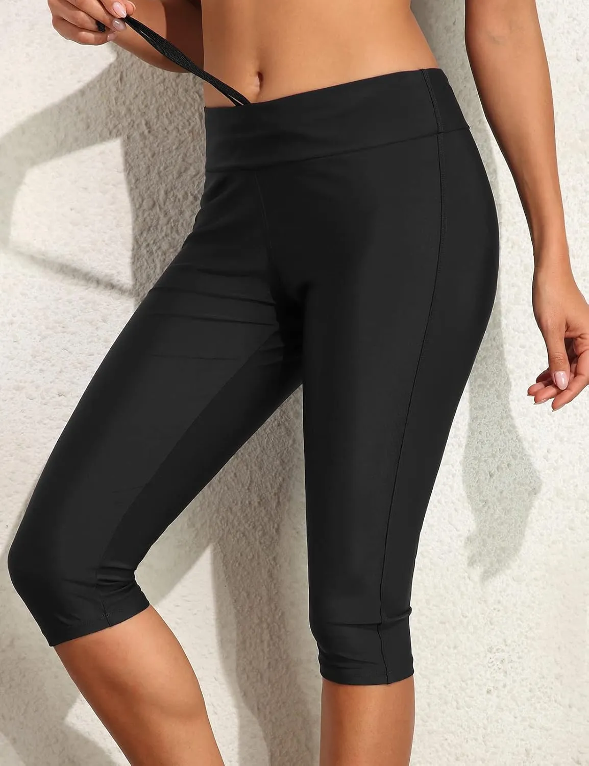 Septangle Women's Swim Bottom Mid Waist UPF 50  Swimwear Rash Guard Sport Leggings