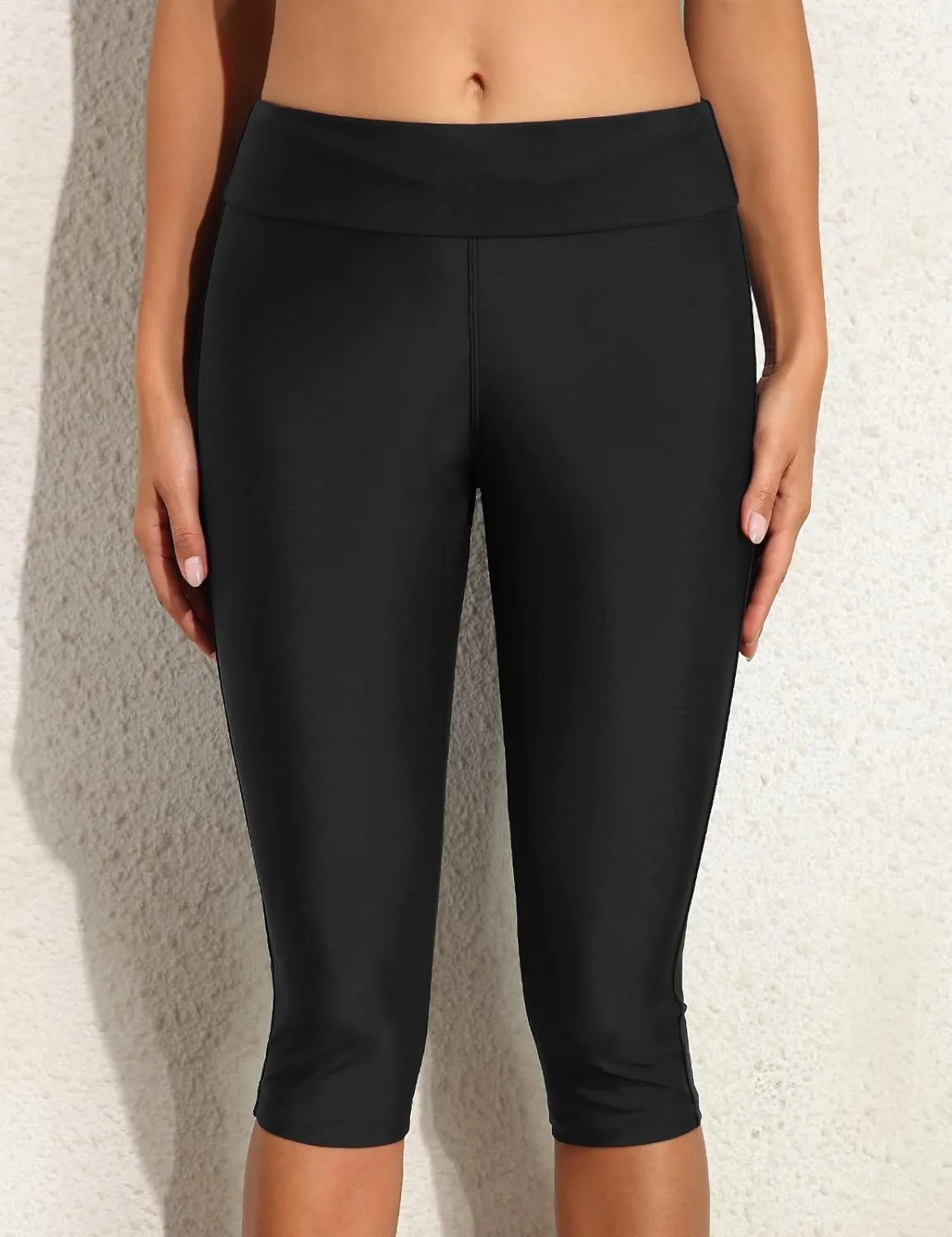 Septangle Women's Swim Bottom Mid Waist UPF 50  Swimwear Rash Guard Sport Leggings