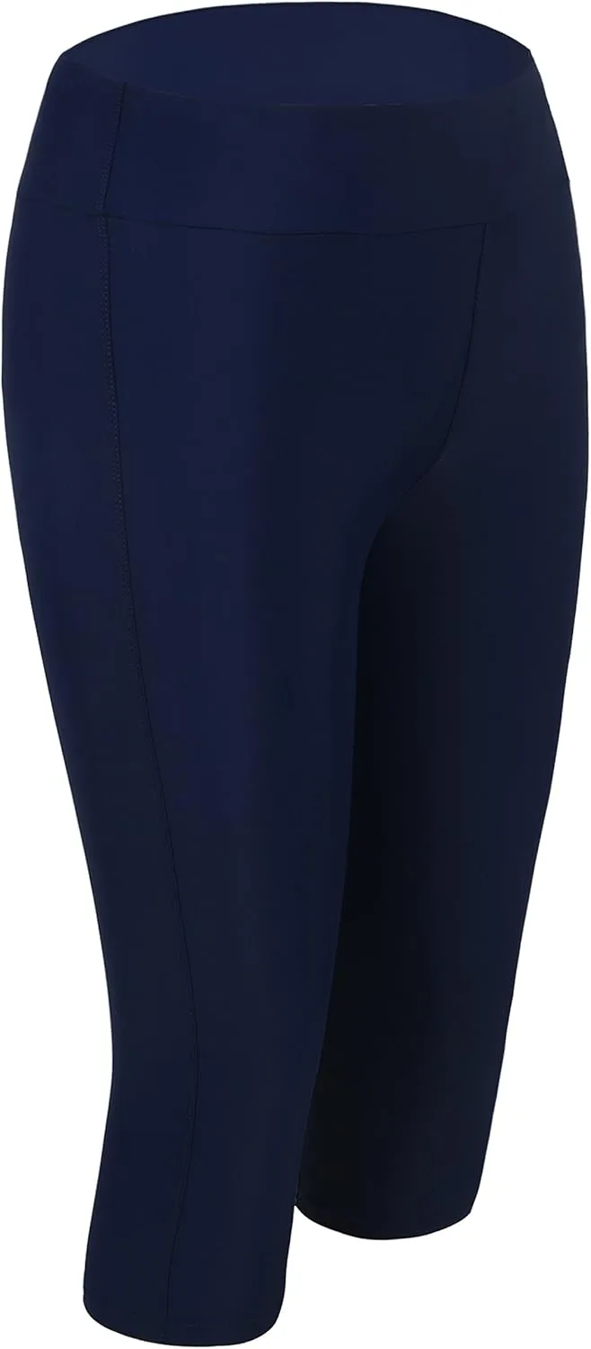 Septangle Women's Swim Bottom Mid Waist UPF 50  Swimwear Rash Guard Sport Leggings
