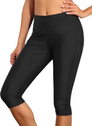 Septangle Women's Swim Bottom Mid Waist UPF 50  Swimwear Rash Guard Sport Leggings