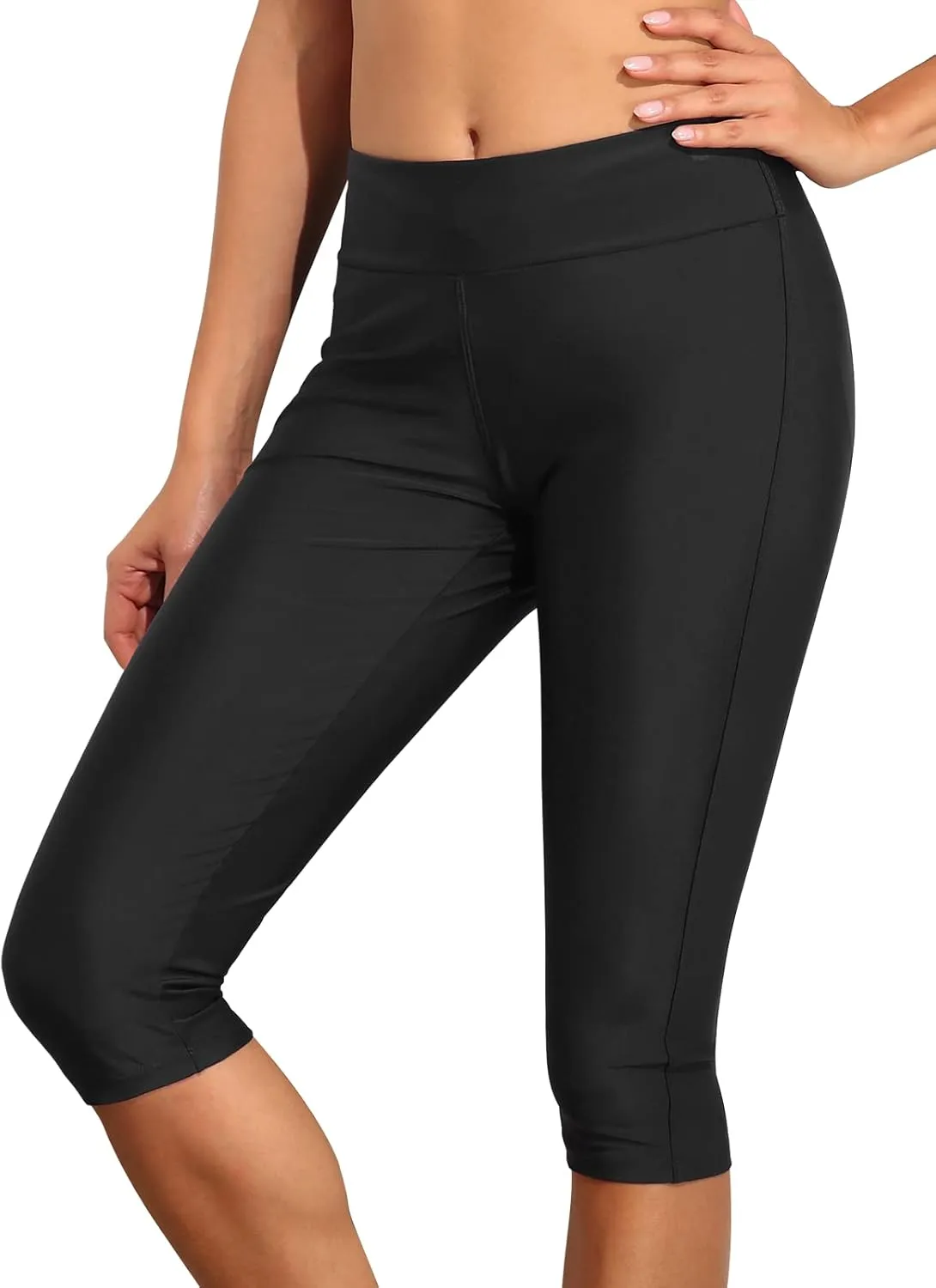 Septangle Women's Swim Bottom Mid Waist UPF 50  Swimwear Rash Guard Sport Leggings