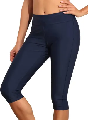 Septangle Women's Swim Bottom Mid Waist UPF 50  Swimwear Rash Guard Sport Leggings