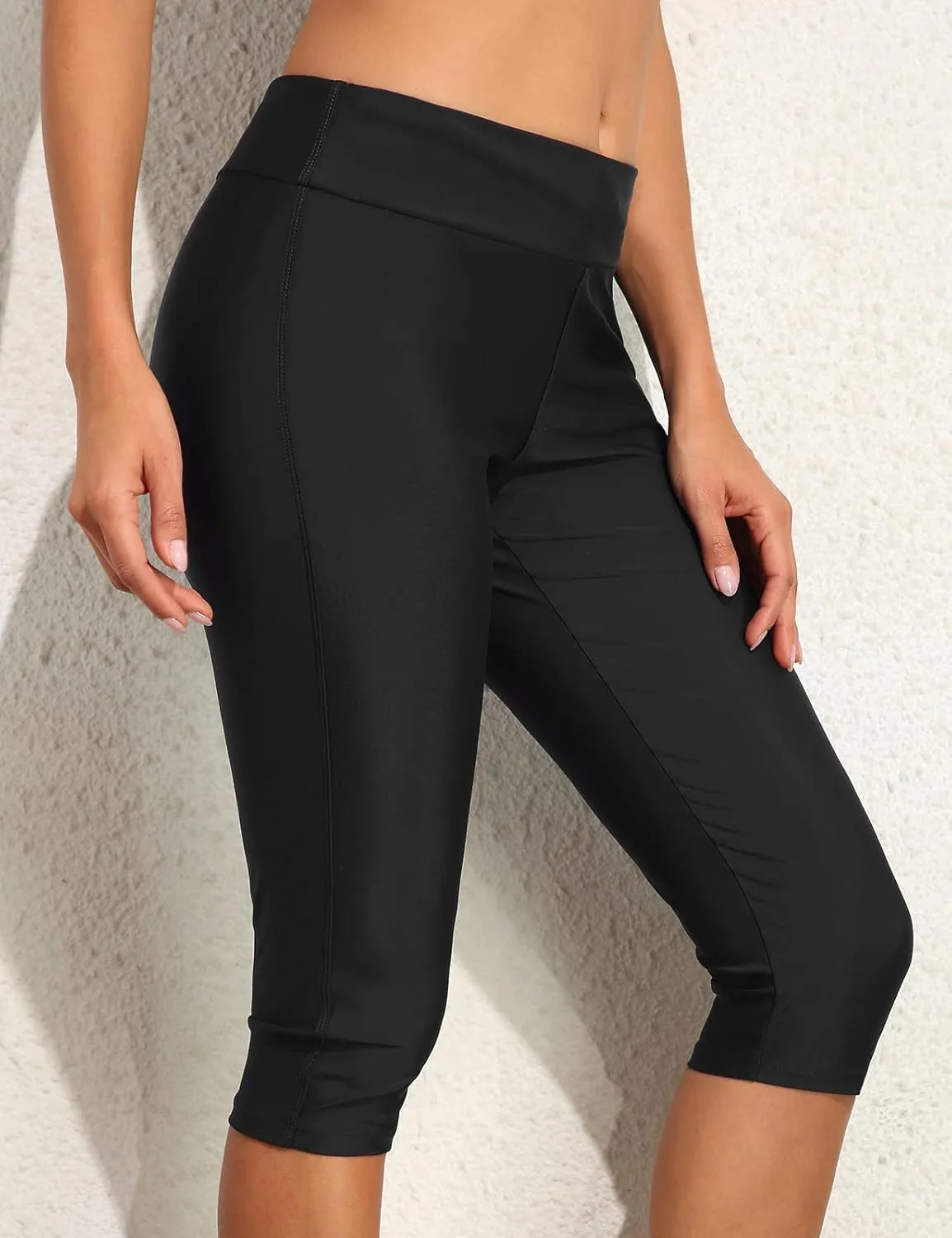 Septangle Women's Swim Bottom Mid Waist UPF 50  Swimwear Rash Guard Sport Leggings