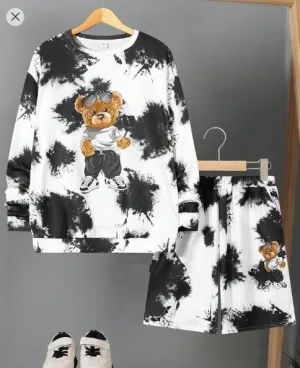 Shein Teen Boys' Cute Bear Pattern Set, 13-14T /
