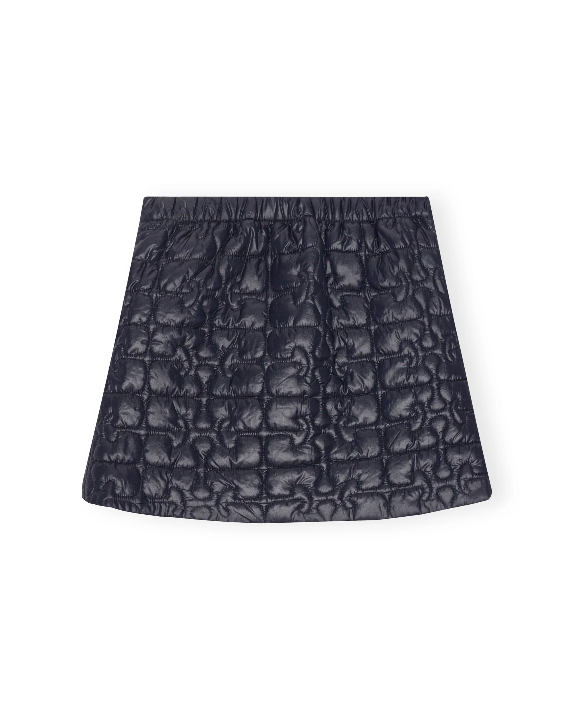 Shiny Quilt Mini Skirt - Black