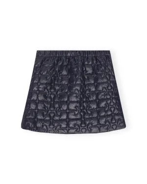 Shiny Quilt Mini Skirt - Black