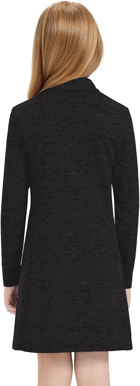 Soneven Girls' Winter Fleece Dress 1/4 Zip Thermal Tunic Sweatshirt Dress Outfits Pocket