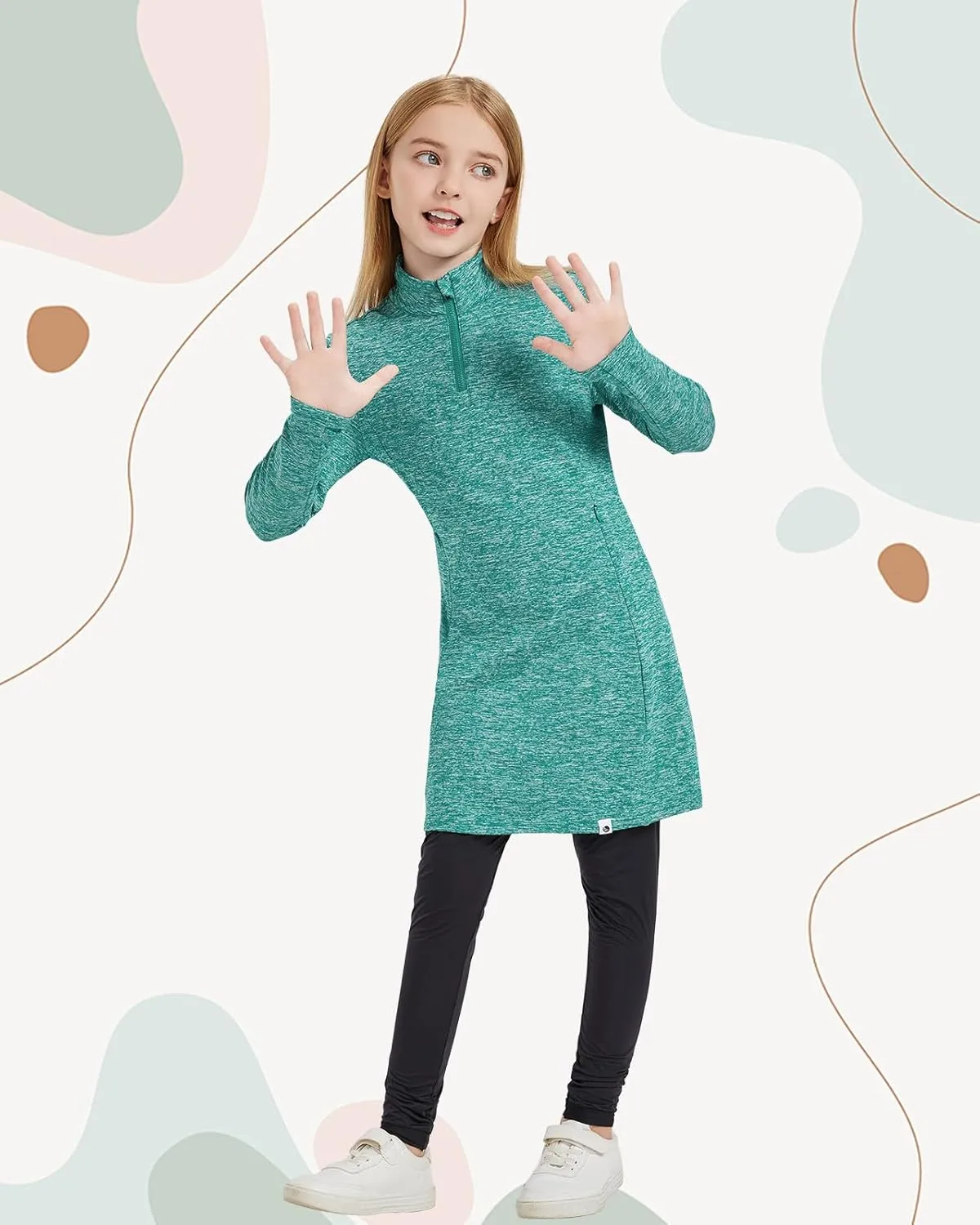 Soneven Girls' Winter Fleece Dress 1/4 Zip Thermal Tunic Sweatshirt Dress Outfits Pocket