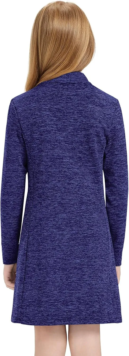 Soneven Girls' Winter Fleece Dress 1/4 Zip Thermal Tunic Sweatshirt Dress Outfits Pocket