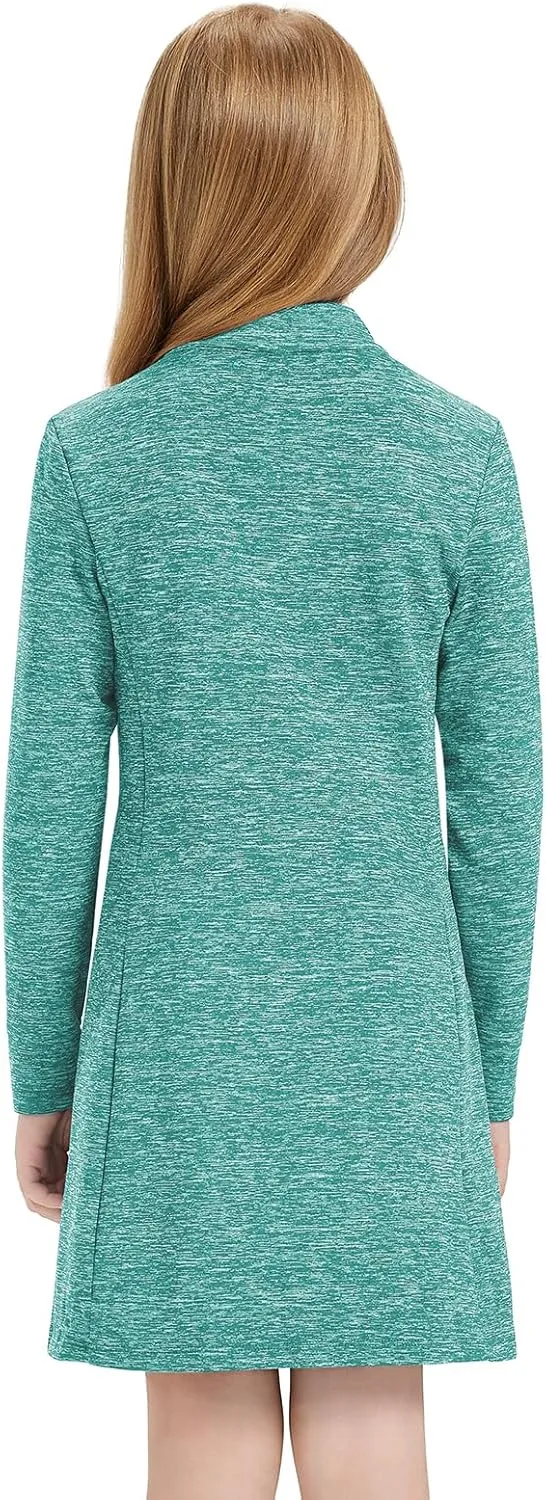 Soneven Girls' Winter Fleece Dress 1/4 Zip Thermal Tunic Sweatshirt Dress Outfits Pocket