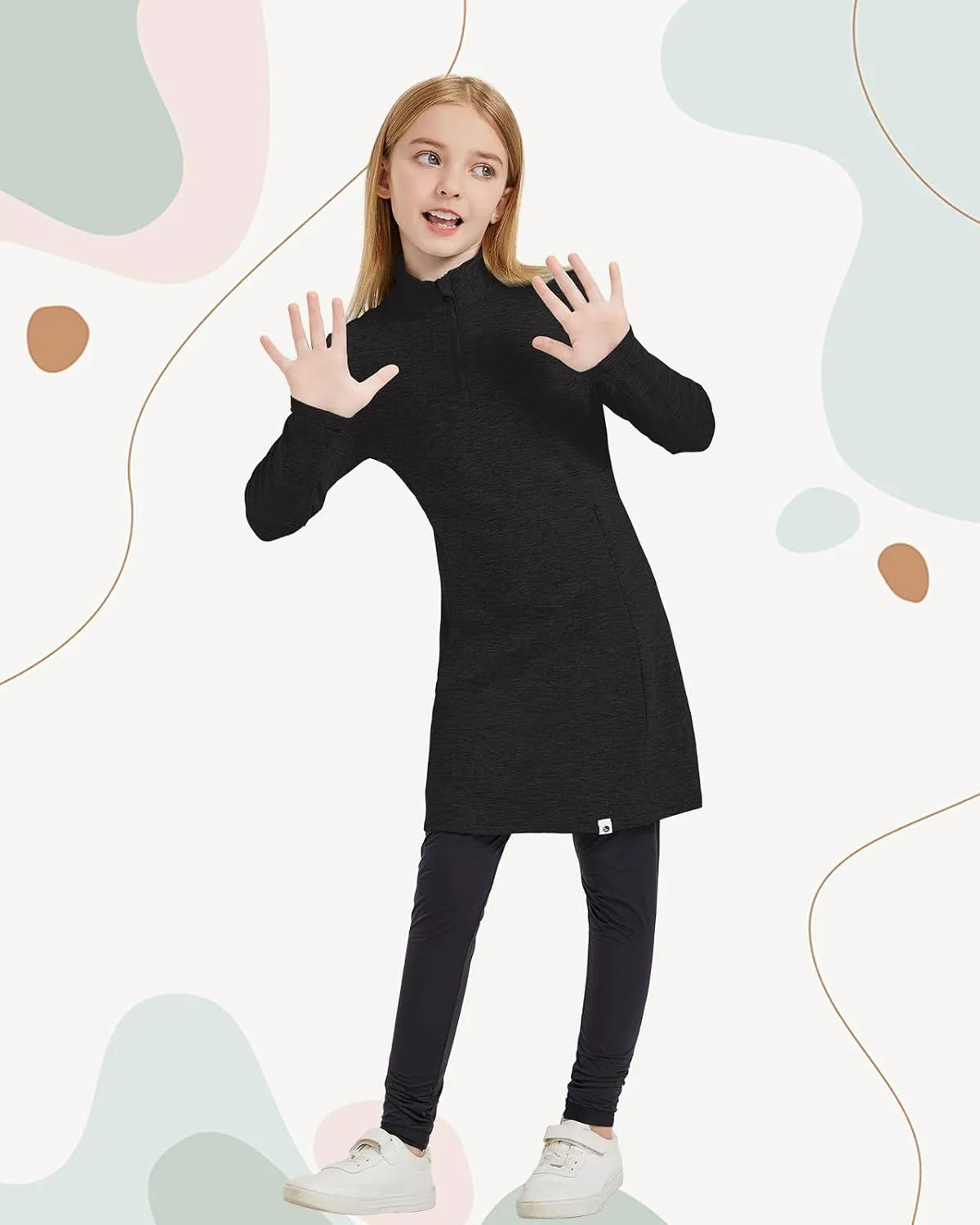 Soneven Girls' Winter Fleece Dress 1/4 Zip Thermal Tunic Sweatshirt Dress Outfits Pocket
