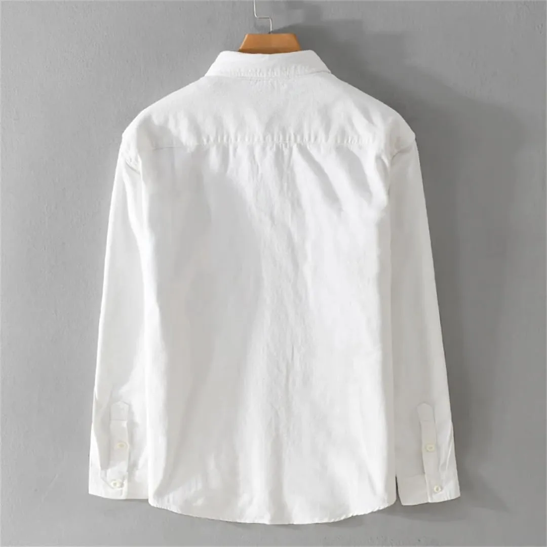 Spring and Summer Long-Sleeved Patchwork Cotton Men's Shirt Comfortable Top Large Size Camisole