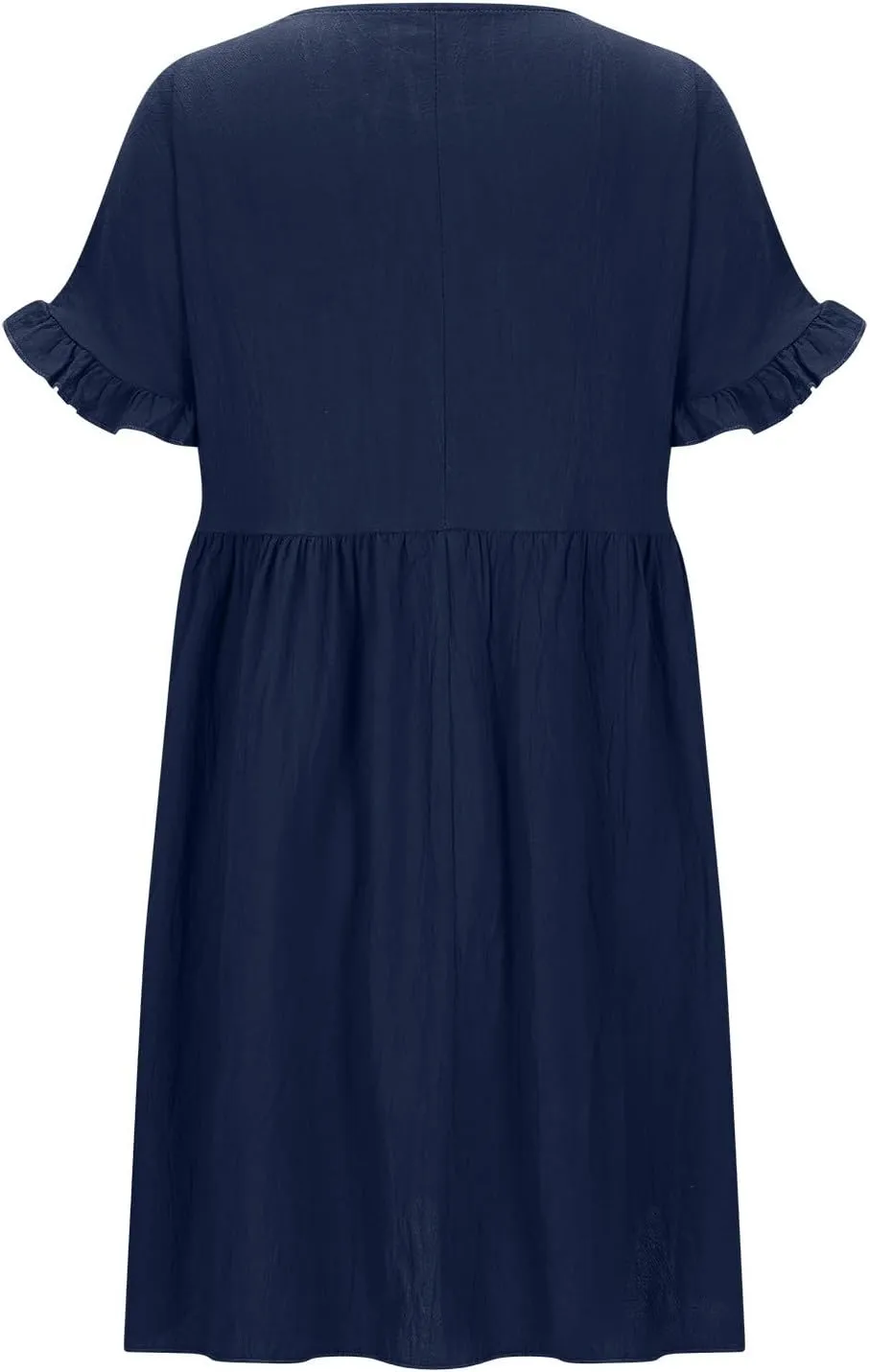 Summer Dresses for Women 2025 Crew Neck Ruffle Sleeve Cute Babydoll Mini Dress Pleated Swing A-Line Sundresses
