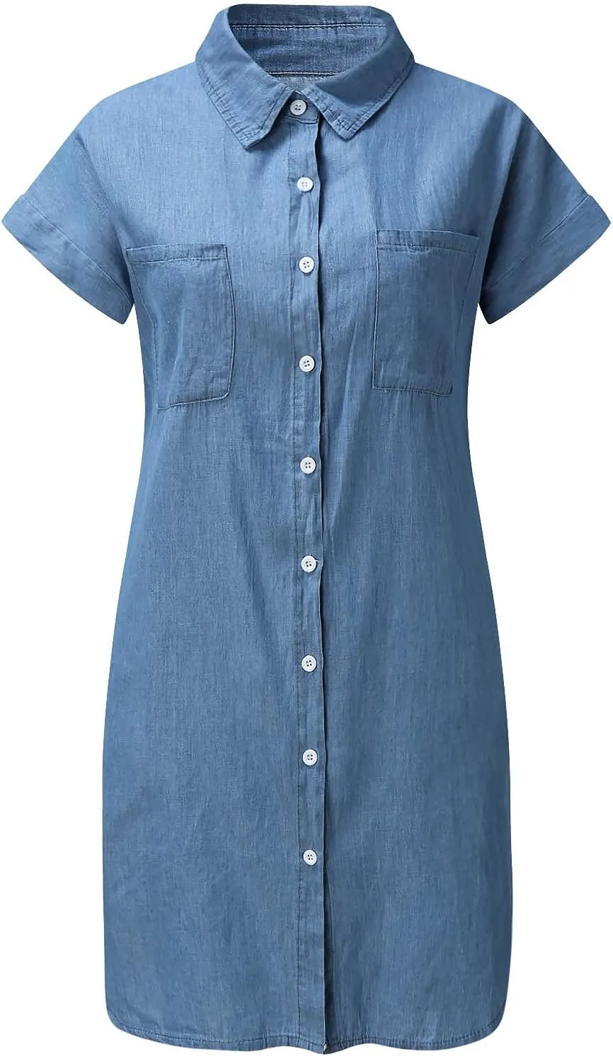 Summer Dresses for Women Fashion Casual Button Down Denim Midi Dress Short Sleeve Collar Trendy Spring Clothes S-3XL