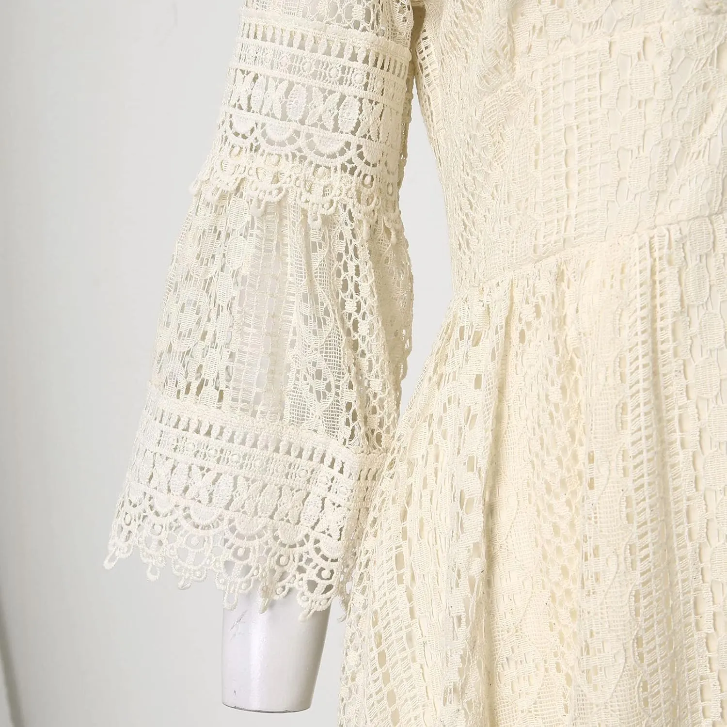 Summer Lace Dresses for Women 2025 Western Casual Half Sleeve Lace V Neck Midi Dress Club Solid Beachy Outfits for Women