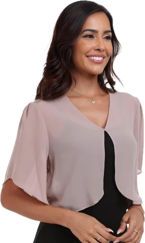 SURVODJA Womens Chiffon Cropped Cardigans Lightweight Sweaters Short Sleeve Bolero Shrugs for Dress