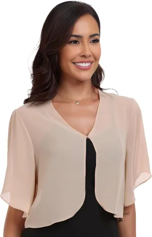 SURVODJA Womens Chiffon Cropped Cardigans Lightweight Sweaters Short Sleeve Bolero Shrugs for Dress