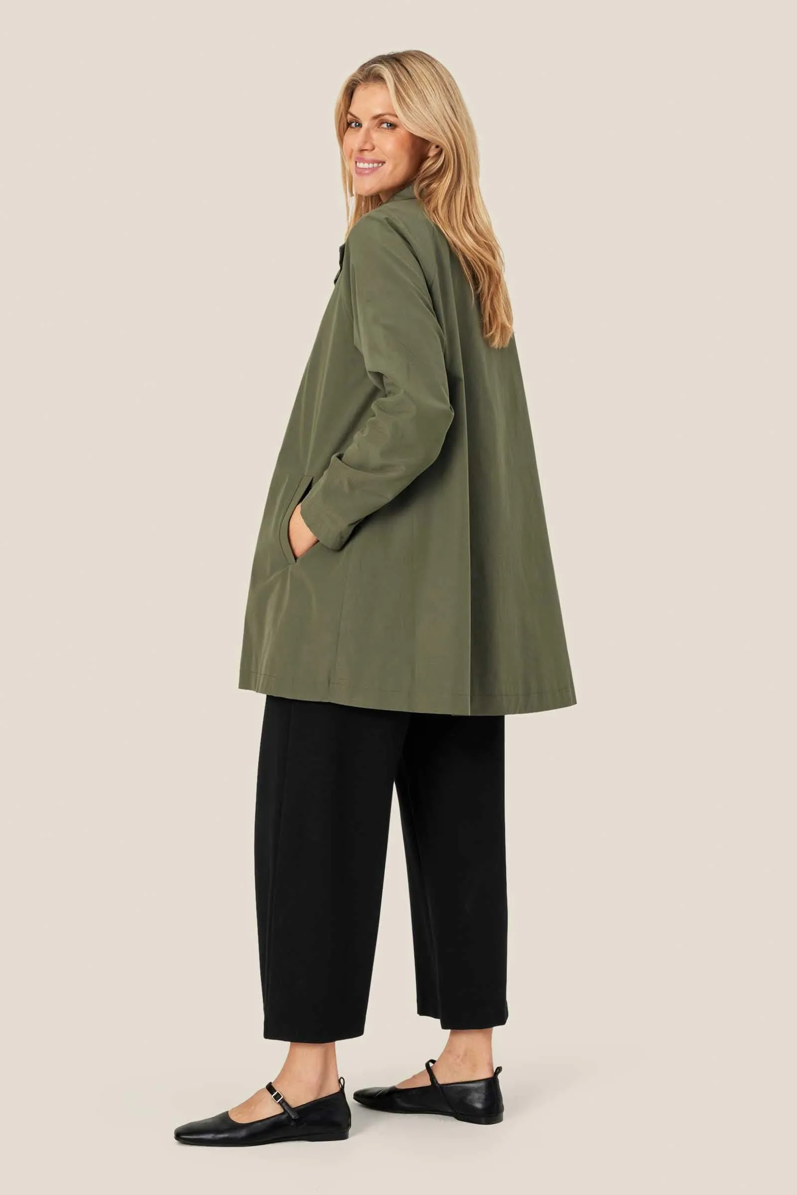 Teresa Cotton Blend Coat - Dark Lichen Green