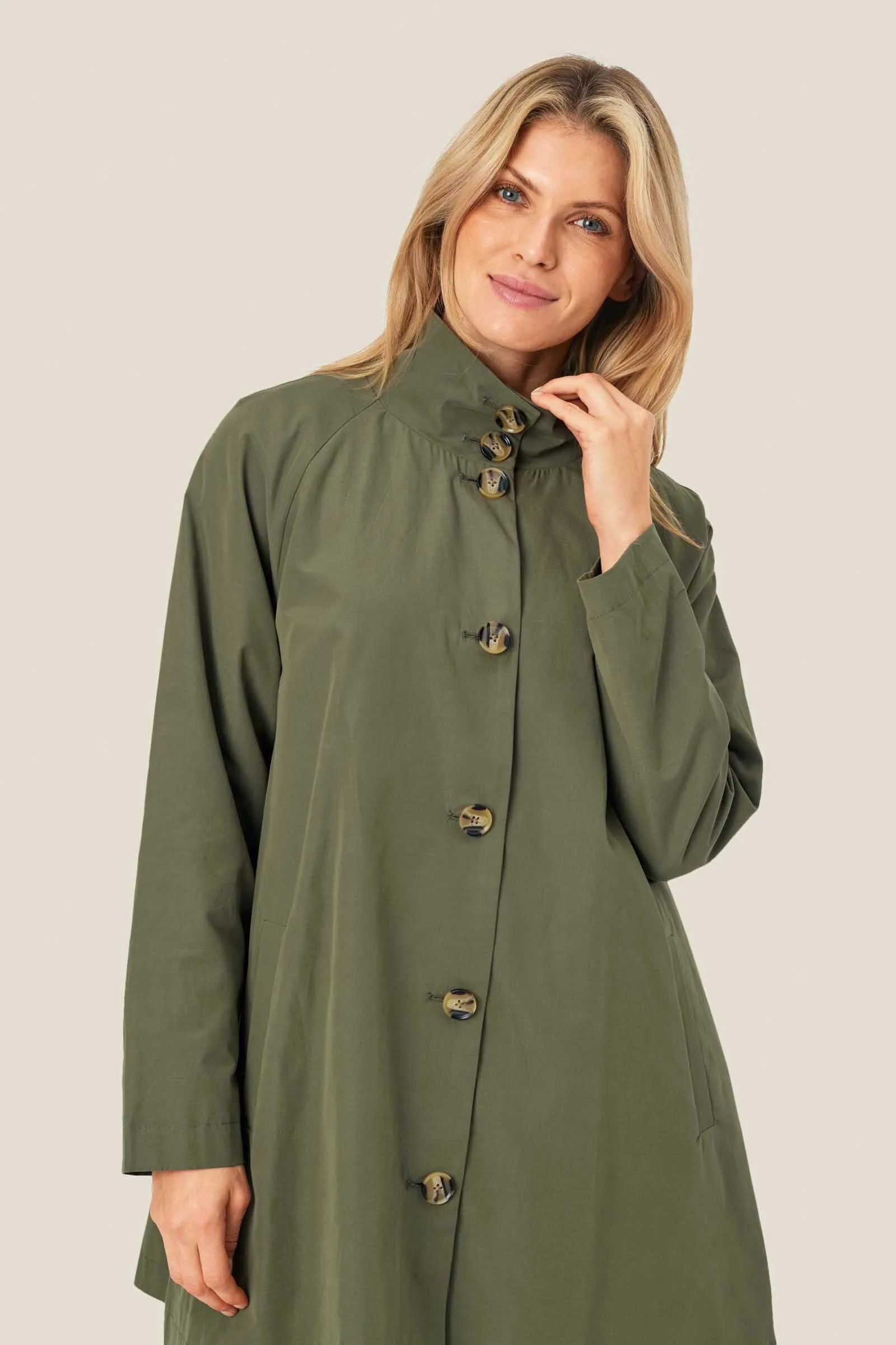 Teresa Cotton Blend Coat - Dark Lichen Green