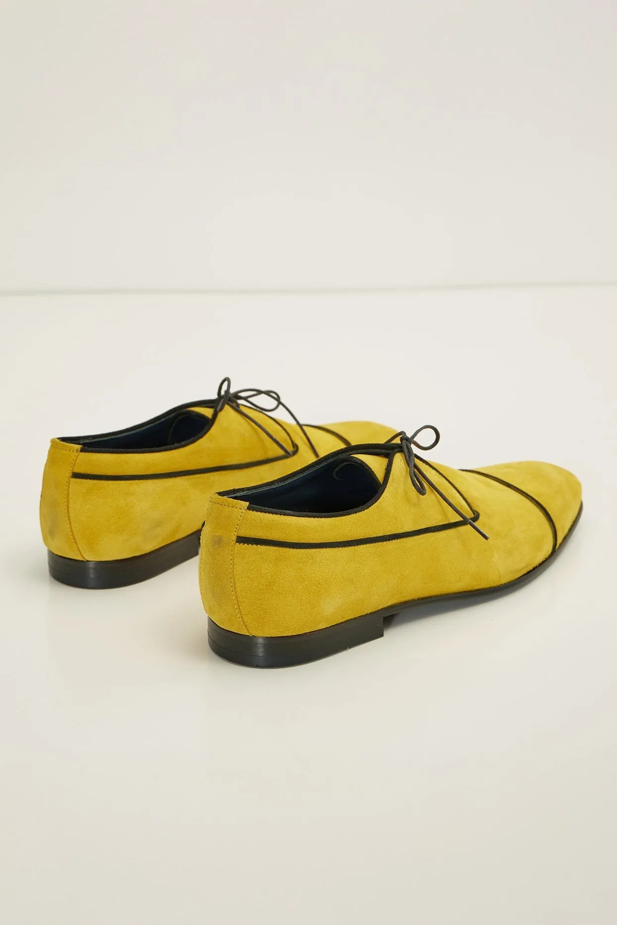 The Formal Leather Cap Toe Derby Shoes  - Yellow Suede