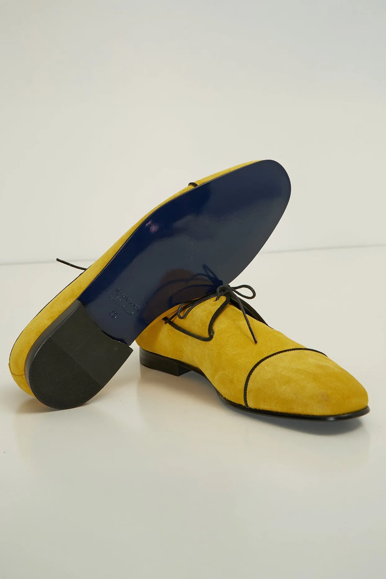 The Formal Leather Cap Toe Derby Shoes  - Yellow Suede