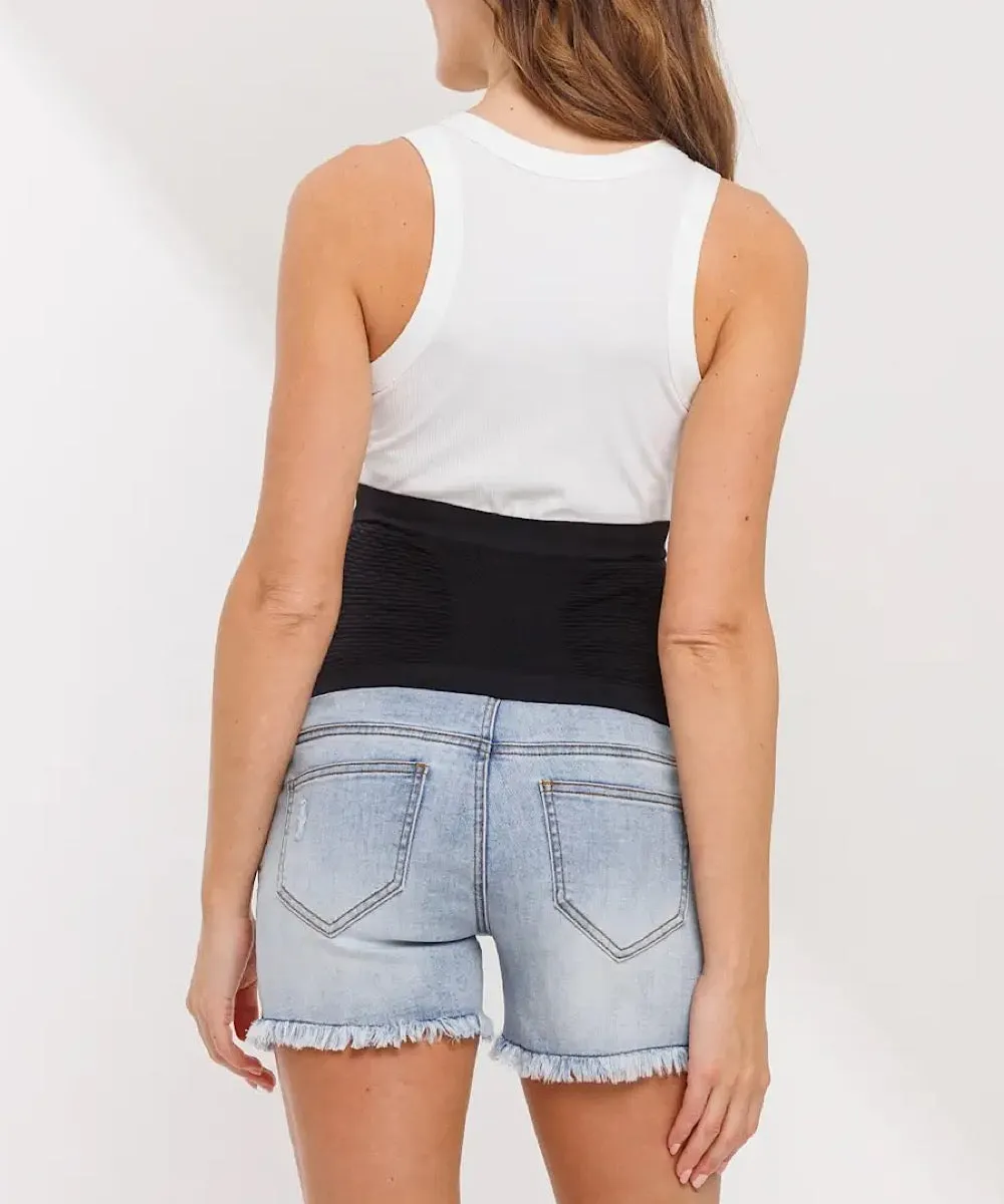 The Frayed Denim Waistband Shorts (Light Denim)