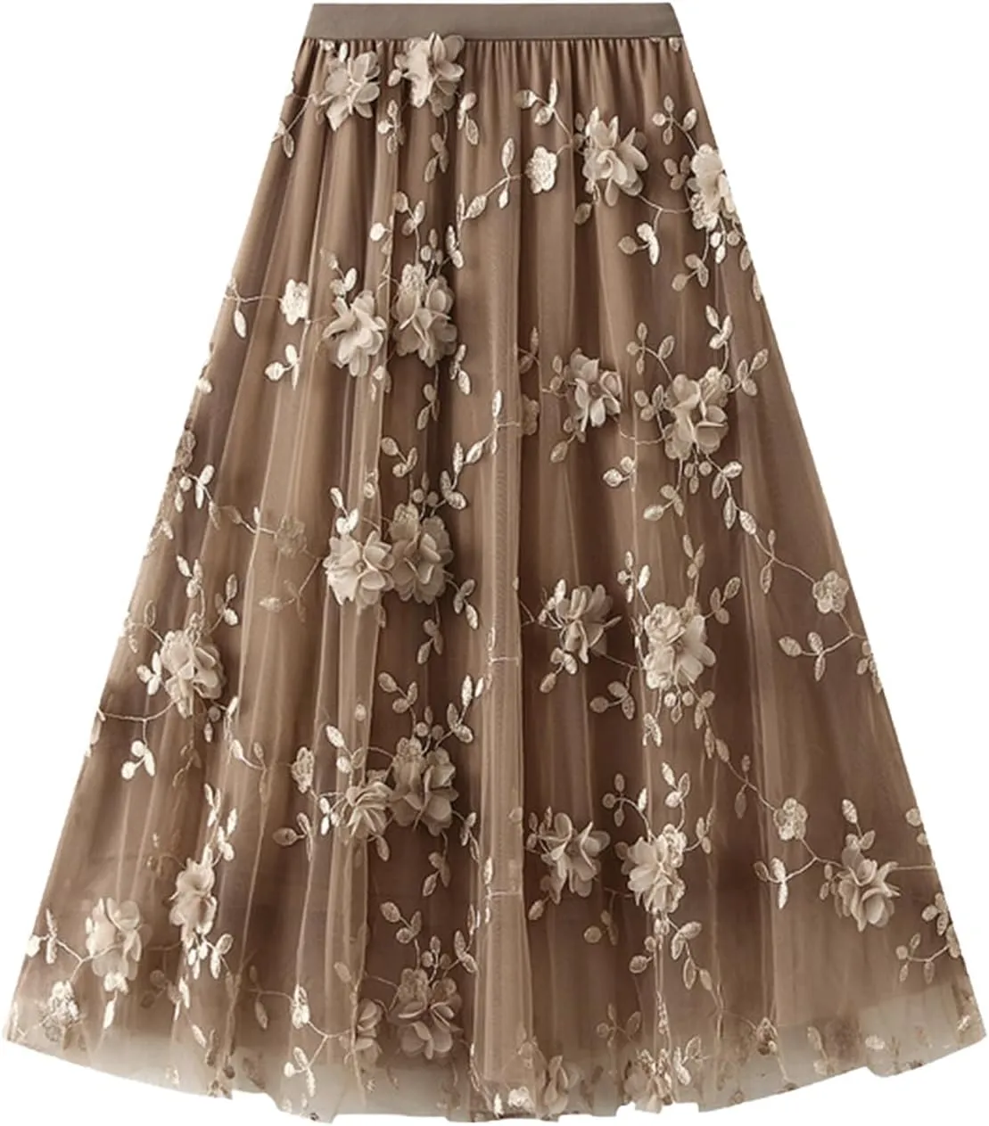 Tulle Skirts for Women High Elastic Waist Long Stylish Comfy Midi Skirt A Line Tutu Skirts for Daily, Prom, Party
