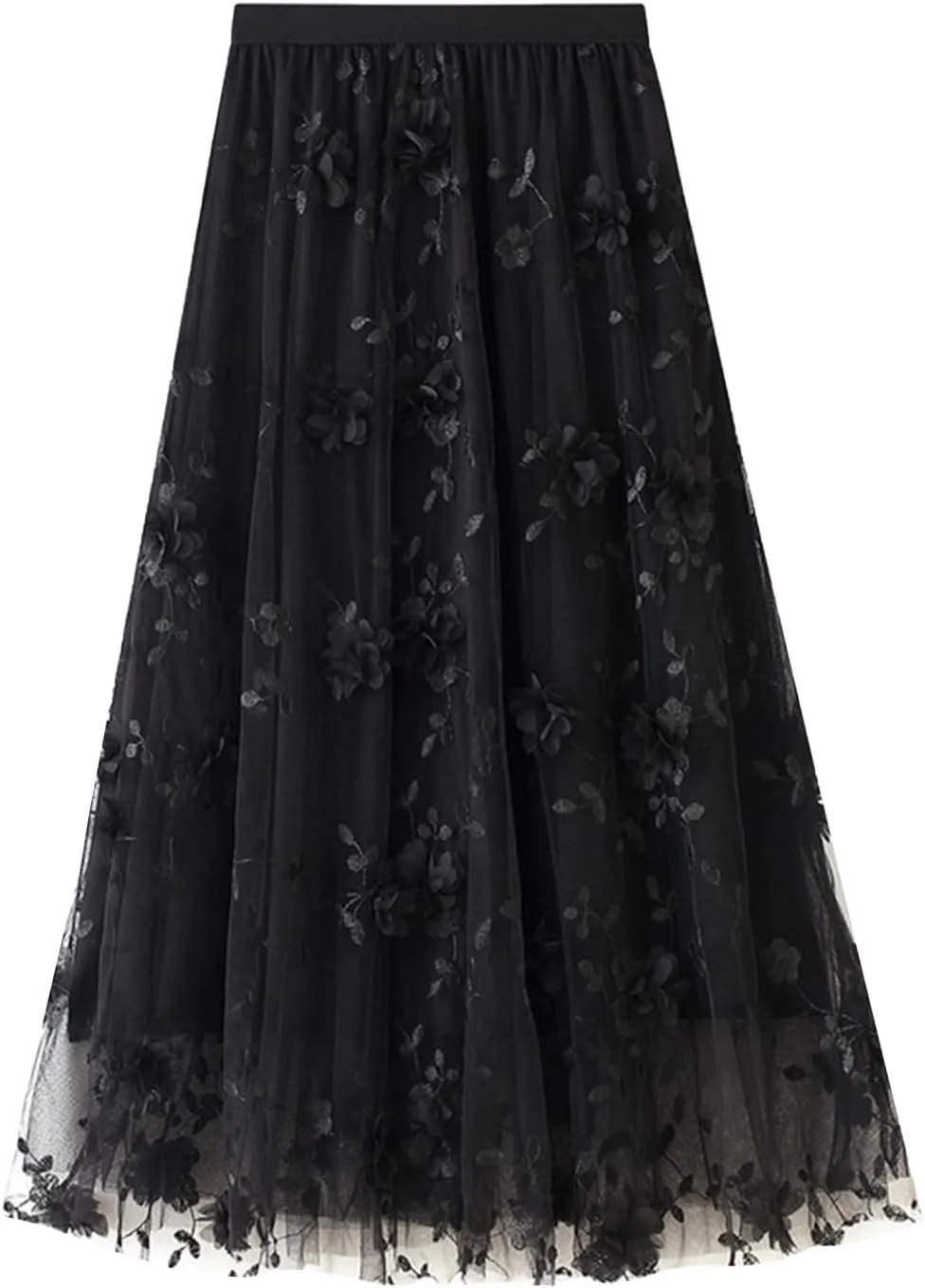 Tulle Skirts for Women High Elastic Waist Long Stylish Comfy Midi Skirt A Line Tutu Skirts for Daily, Prom, Party