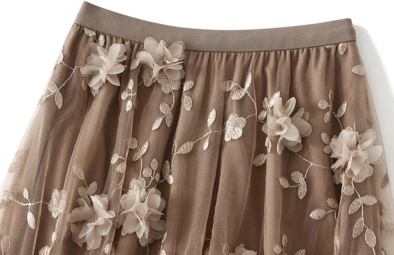 Tulle Skirts for Women High Elastic Waist Long Stylish Comfy Midi Skirt A Line Tutu Skirts for Daily, Prom, Party