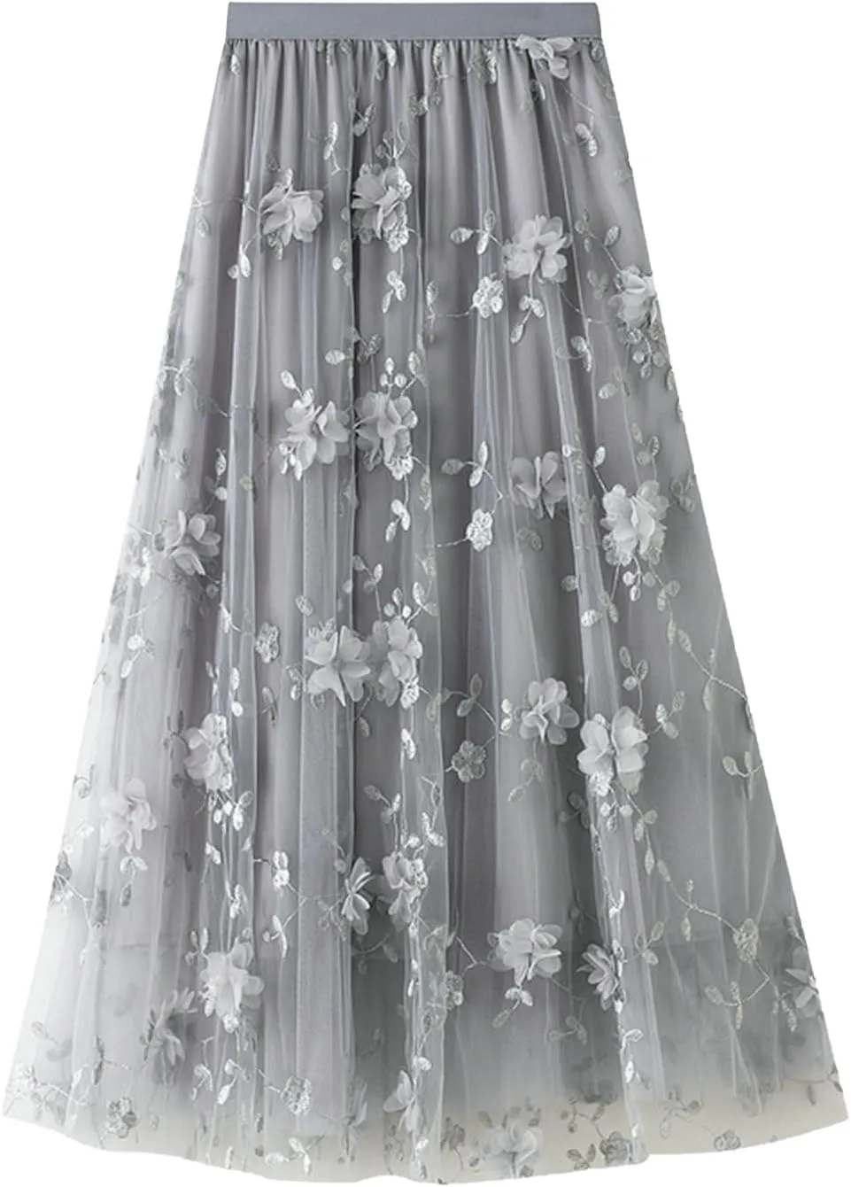 Tulle Skirts for Women High Elastic Waist Long Stylish Comfy Midi Skirt A Line Tutu Skirts for Daily, Prom, Party