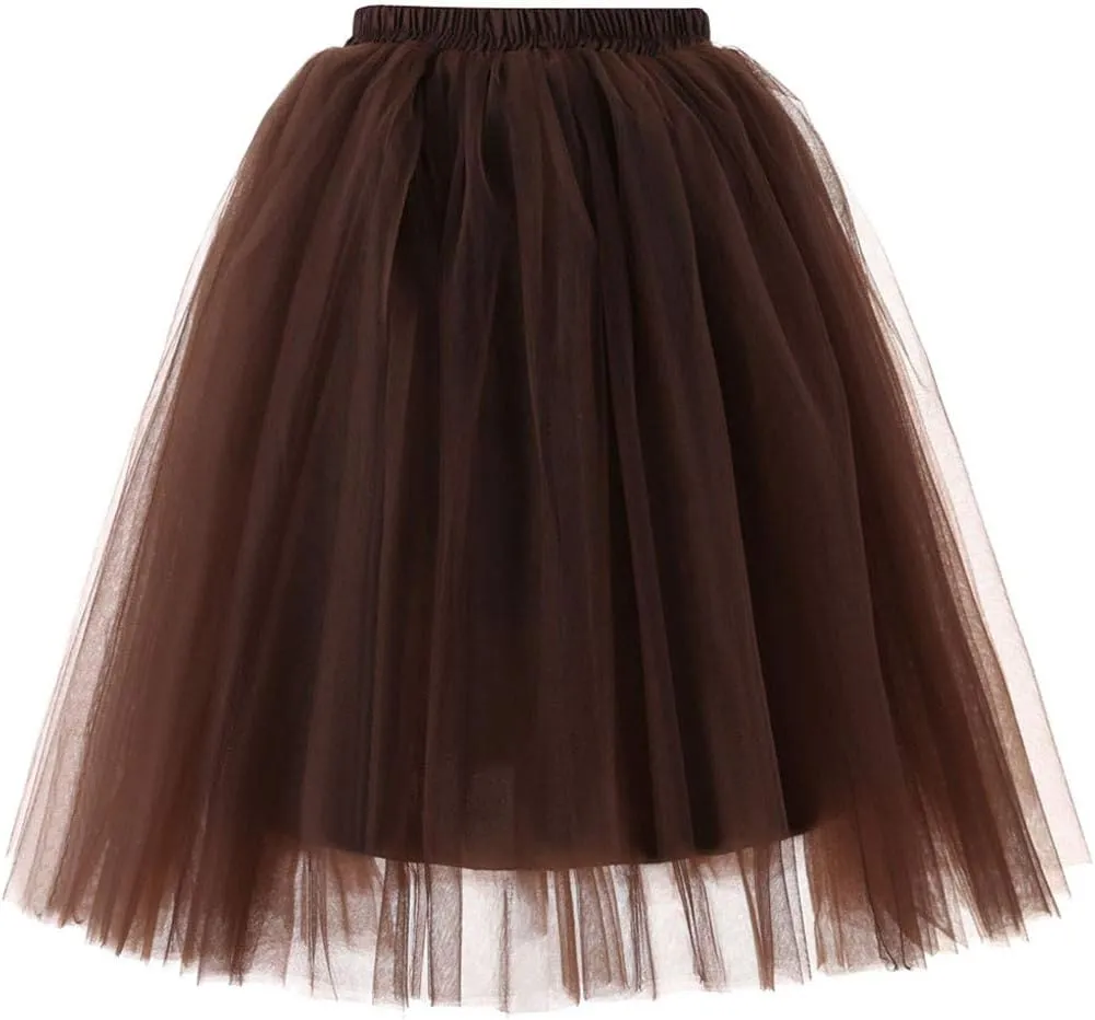 Tutu Skirts Women Classic Layered Midi Tutu Skirt A-line Pleated Princess Skirts Vintage Ballet Dance Skirts