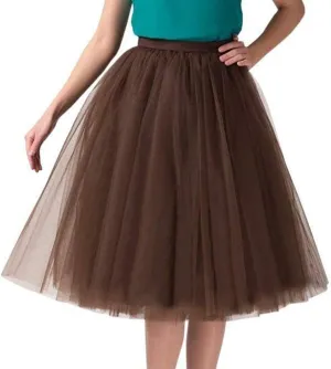 Tutu Skirts Women Classic Layered Midi Tutu Skirt A-line Pleated Princess Skirts Vintage Ballet Dance Skirts