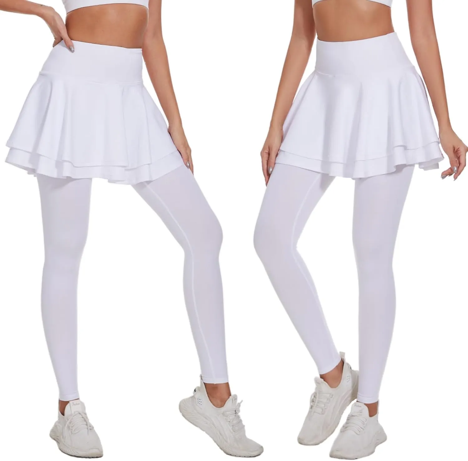 Ultrafun Women's UPF 50  Capri Skirted Leggings Tights Active Tennis Skirt with Pockets