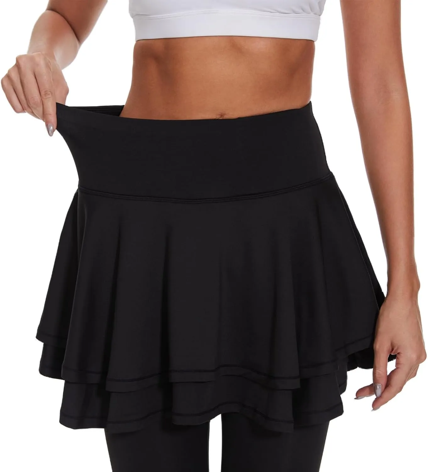Ultrafun Women's UPF 50  Capri Skirted Leggings Tights Active Tennis Skirt with Pockets