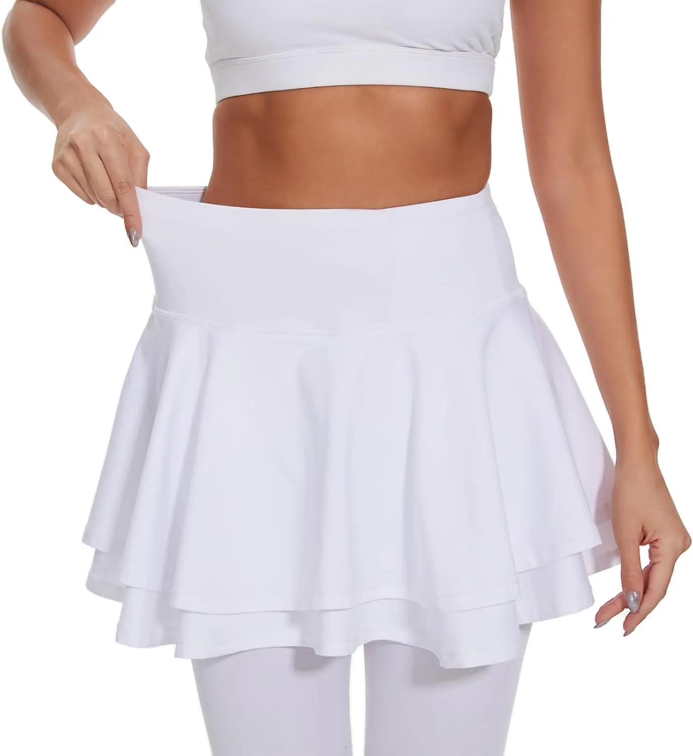 Ultrafun Women's UPF 50  Capri Skirted Leggings Tights Active Tennis Skirt with Pockets