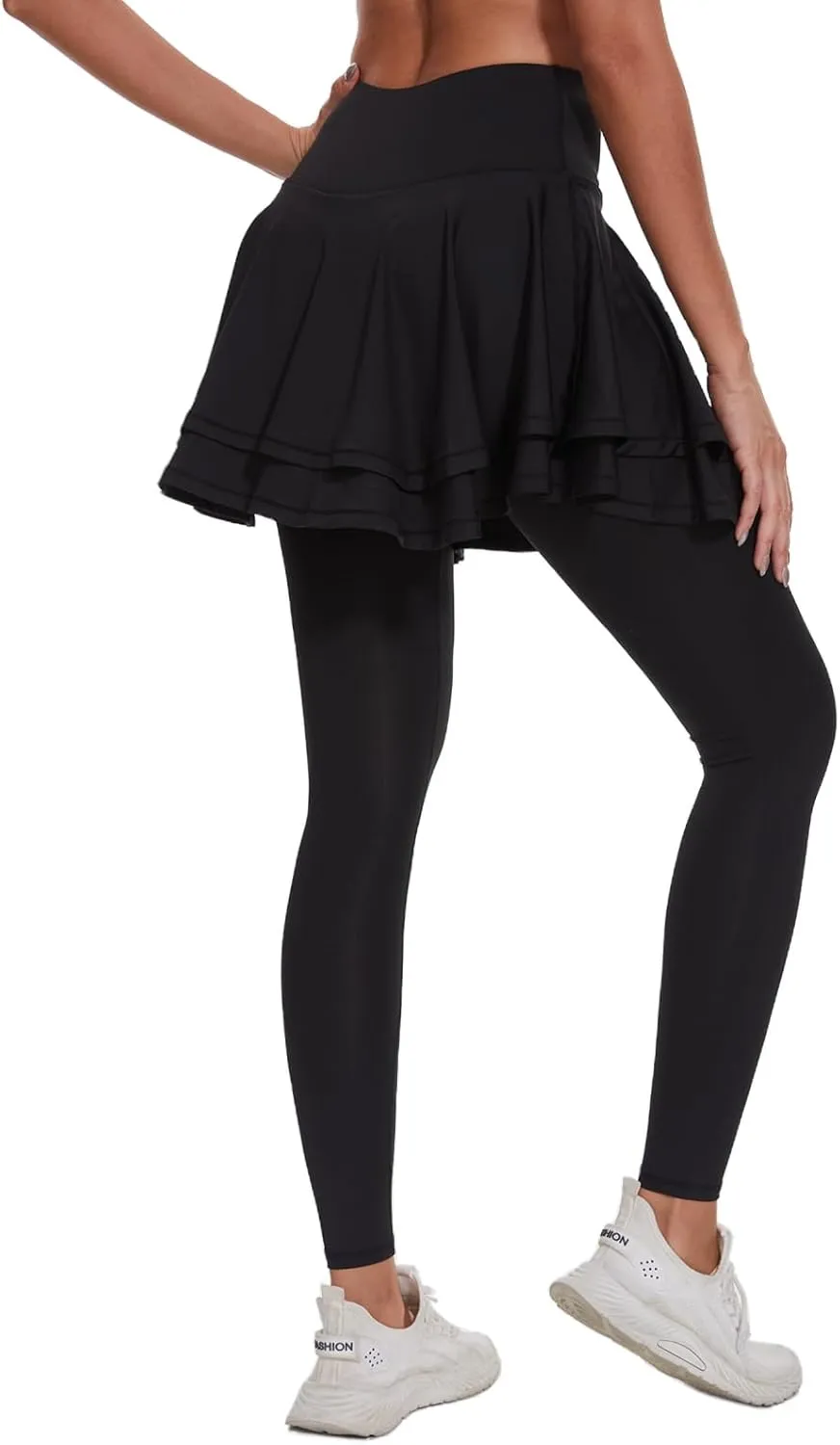 Ultrafun Women's UPF 50  Capri Skirted Leggings Tights Active Tennis Skirt with Pockets