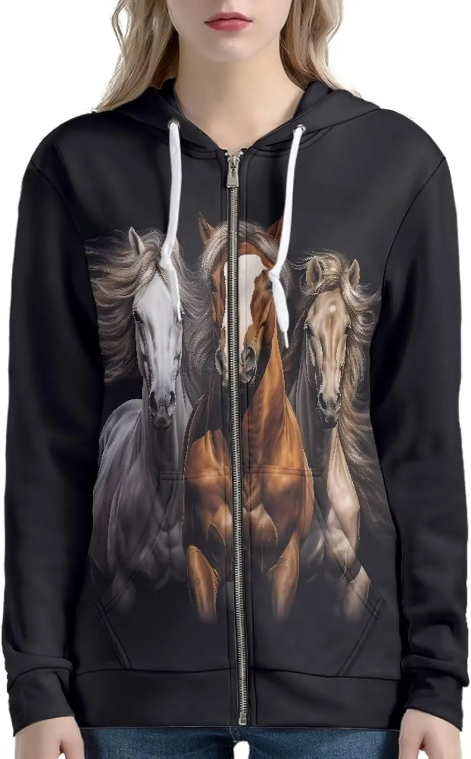 Uourmeti Hoodies Zip Up Jacket for Women Teen Girls Fall Sweatshirt XS-5XL