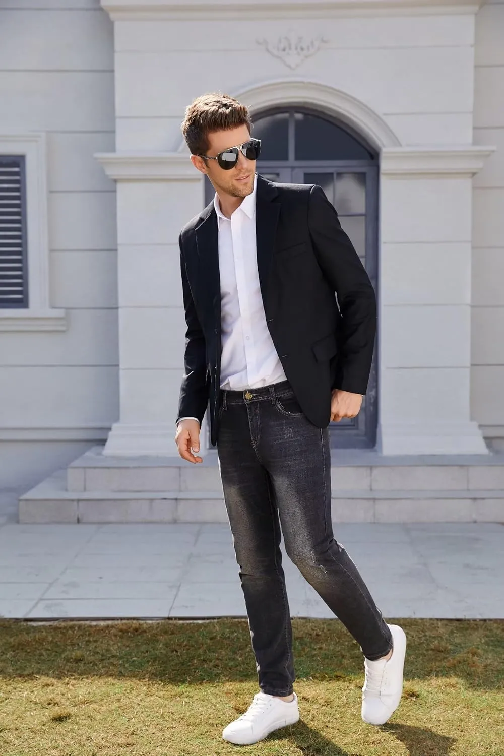 Wangyue Men's Casual Blazer Slim Fit Lightweight Jacket Casual Sport Coat Two Buttons Suit Jackets for Wedding Prom