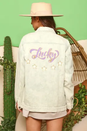 WASHED DENIM LUCKY PATCH STAR JACKET