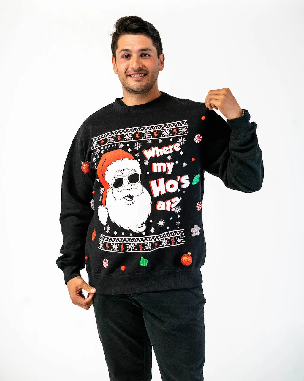 Where my Ho's at Christmas Sweater -Unisex -  Naughty Ugly Christmas Sweater