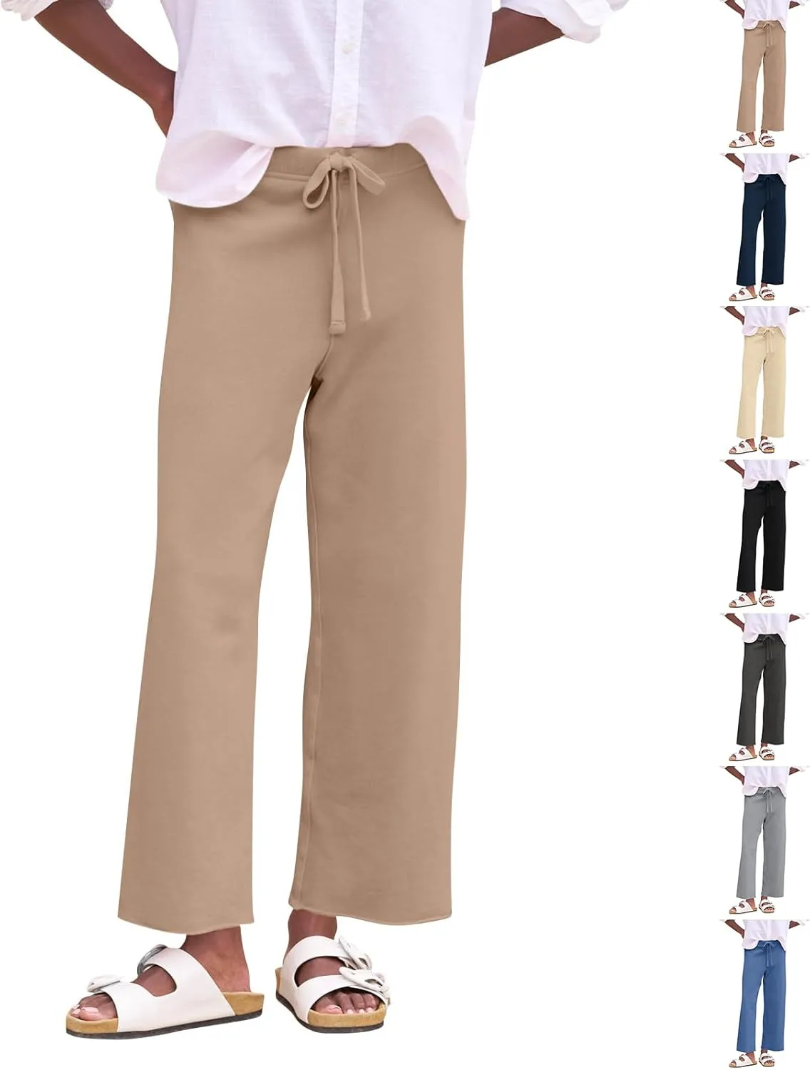 Wide Leg Sweatpants Women Baggy High Waist Drawstring Casual Trouser Style Lounge Pants Comfy Cotton Sweatpants