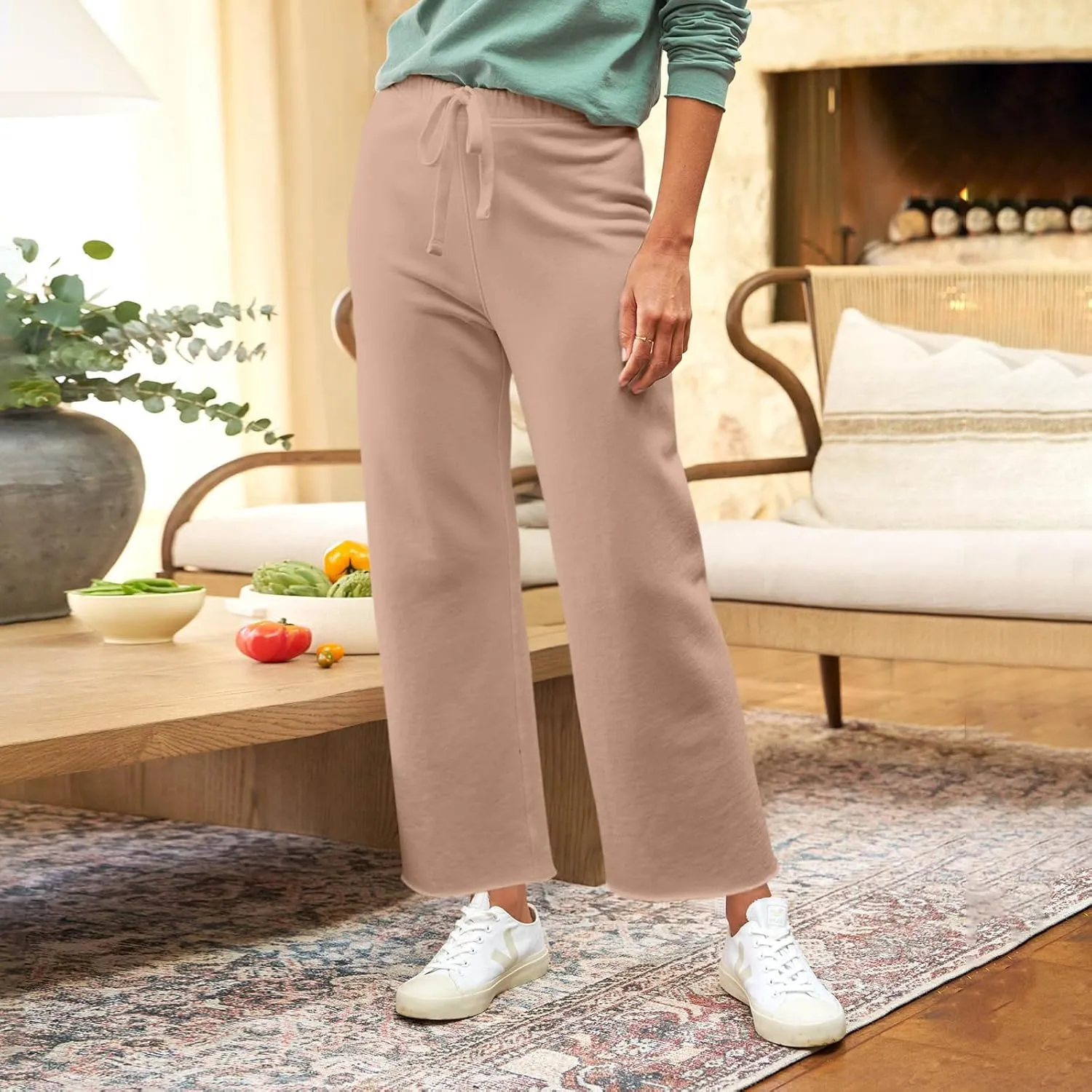 Wide Leg Sweatpants Women Baggy High Waist Drawstring Casual Trouser Style Lounge Pants Comfy Cotton Sweatpants