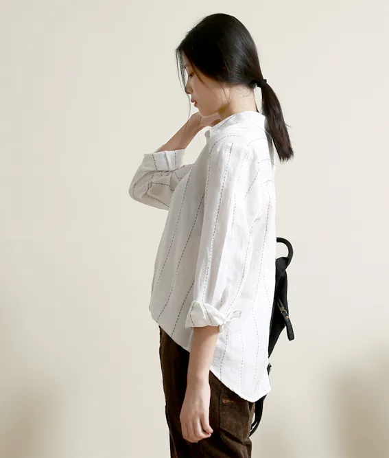 Women Casual Blouse Linen Shirts Loose Blouse Plus Size Women Tops GJ2004298