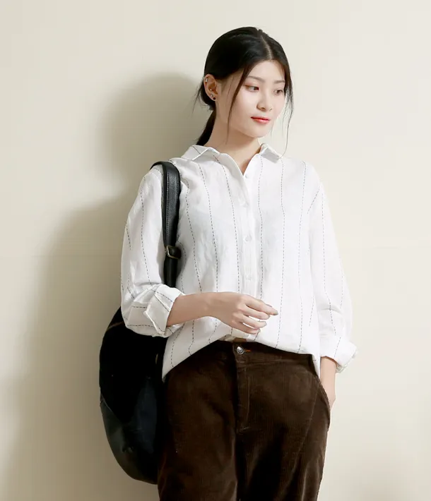 Women Casual Blouse Linen Shirts Loose Blouse Plus Size Women Tops GJ2004298