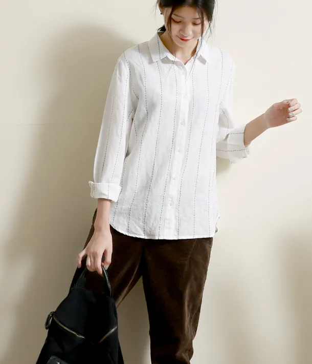 Women Casual Blouse Linen Shirts Loose Blouse Plus Size Women Tops GJ2004298