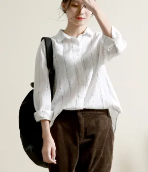 Women Casual Blouse Linen Shirts Loose Blouse Plus Size Women Tops GJ2004298